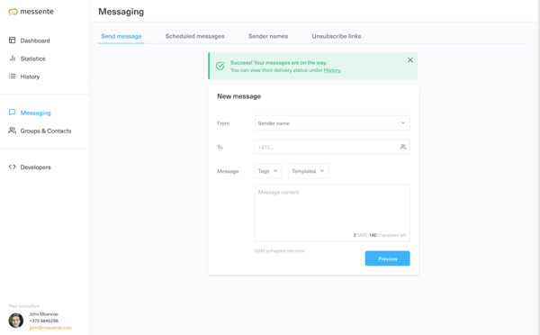 Messente Messaging Tool