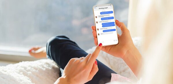 Text message conversation with blue speech bubbles