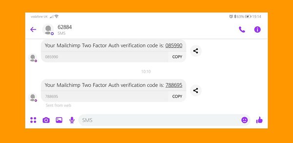 User authentication SMS example