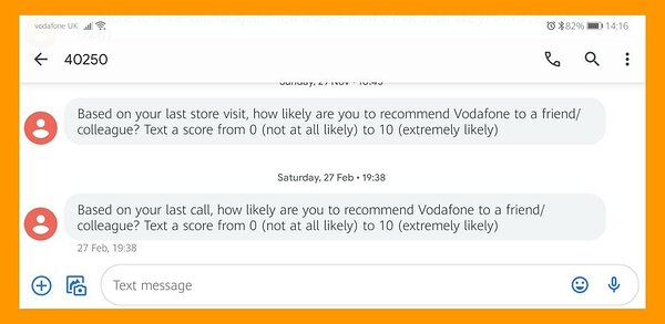 Vodafone two-way SMS example