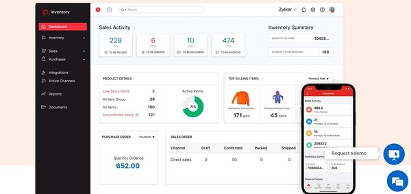 Zoho eCommerce inventory management screenshot