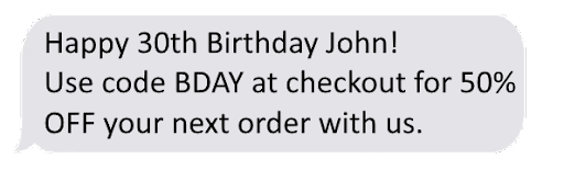 Example of a personalised SMS copy