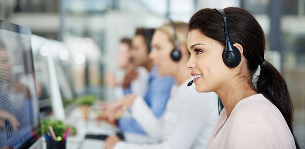 People working at a call center
