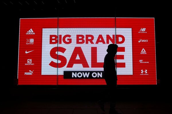 Ad on a screen for a sale on big brands