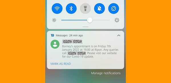 SMS notification example
