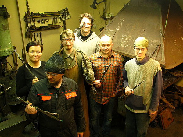 Tired, but happy participants in the blacksmithing course.