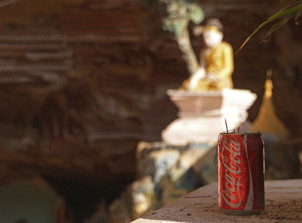 incence holder in Kawgun cave, Myanmar