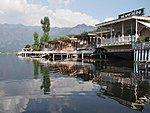 hotels lined up on Dal lake