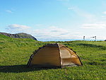 camping in Reykjafjörður, laundry drying in the background