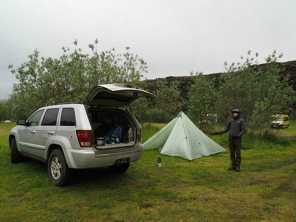 campsite in Ásbyrgi, the long-awaited gas in the middle