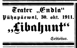 Kuulutus Postimehe Pärnu väljaandes 26. okt. 1911