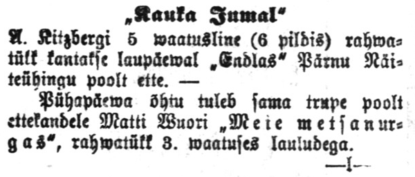 Teade Postimehe Pärnu väljaandes 29. okt. 1920