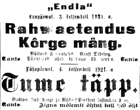 Postimehe Pärnu väljaanne 2. dets. 1921