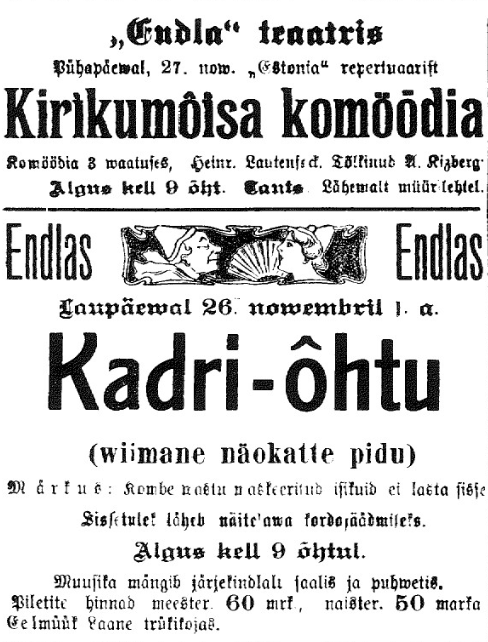 Postimehe Pärnu väljaanne 24. nov. 1921.