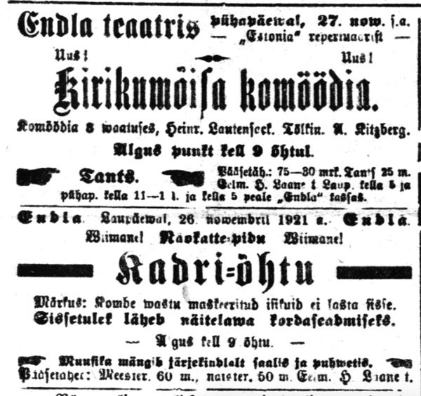 Vaba Maa Pärnu väljaanne 23. nov. 1921