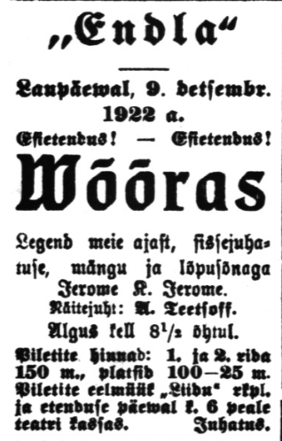Vaba Maa Pärnu väljaanne 6. dets. 1922