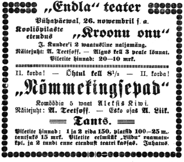 Vaba Maa Pärnu väljaanne 22. nov. 1922
