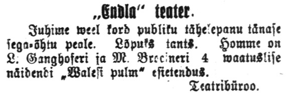 Eelteade Vaba Maa Pärnu väljaandes 30. okt. 1926
