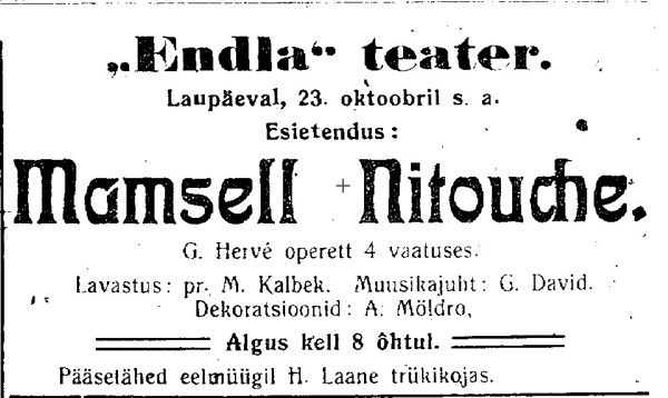 Kuulutus Postimehe Pärnu väljaandes 23. okt. 1926