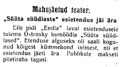 Teade Postimehe Pärnu väljaandes 28. okt 1927