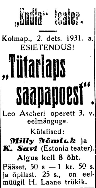Pärnu Päevaleht 1. dets. 1931
