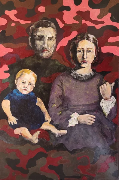 Strange trio. Mixed media on canvas. 120 x 80 cm