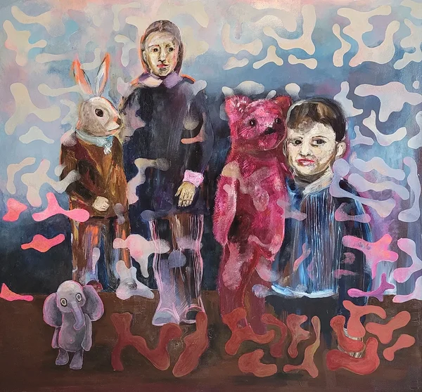 Waiting for guests. Mixed media on canvas. 150 x 160 cm