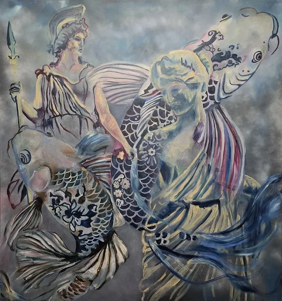 Nymphensee. 160 x 150 cm. Mixed media on canvas.  2025