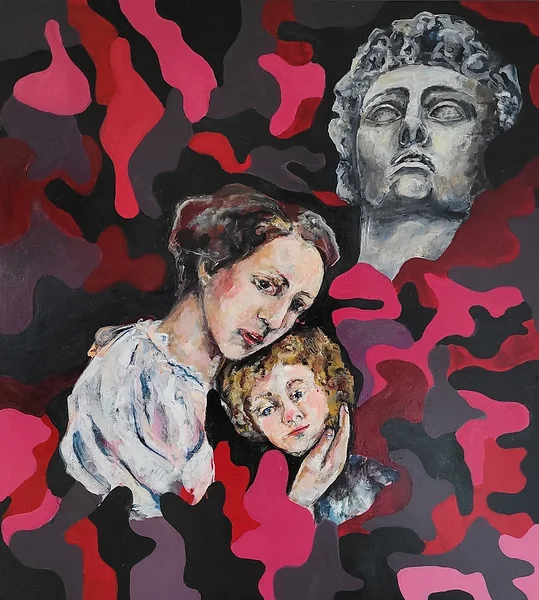 Together Forever I. Mixed media on canvas. 104 x 94 cm