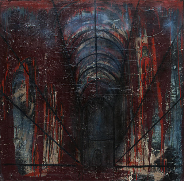 About Rooms II. Mixed media on canvas. 1,5 x 1,5 m