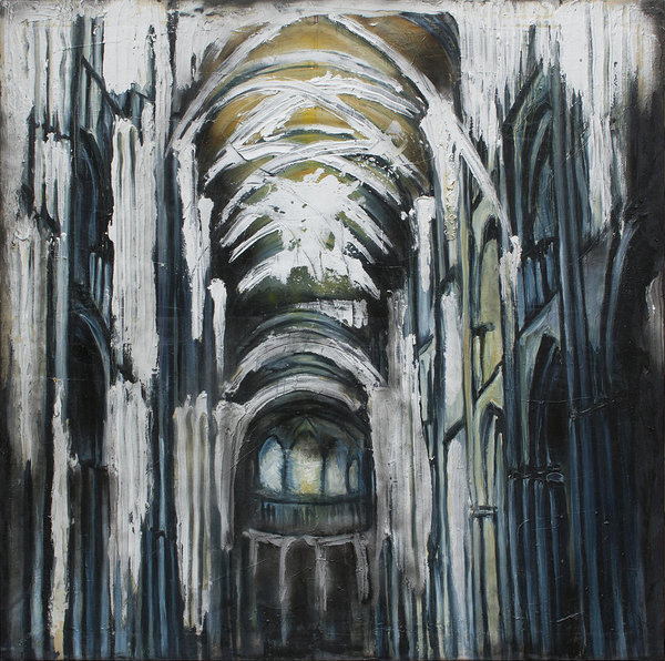 About Rooms I. Mixed media on canvas. 1,5 x 1,5 m