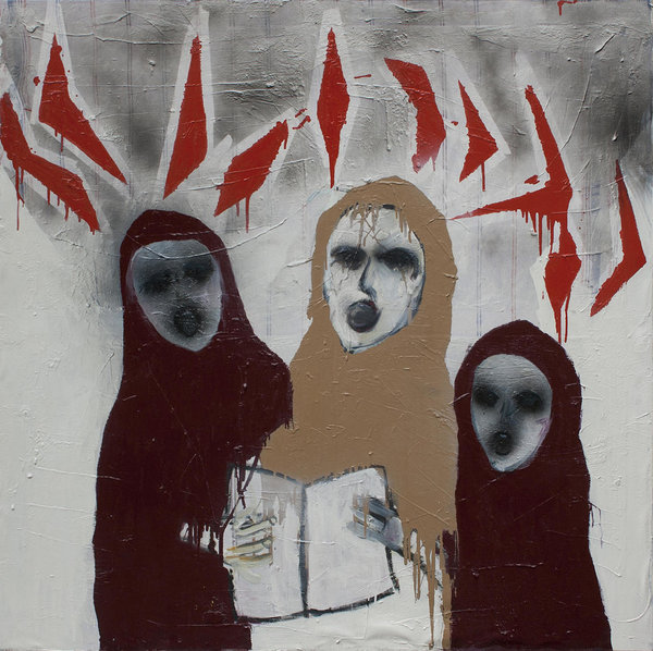 The Choir. Mixed media on canvas. 1,5 x 1,5 m