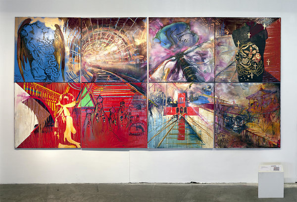 Heaven. Mixed media on canvas. 3 x 6 m. Exhibition view