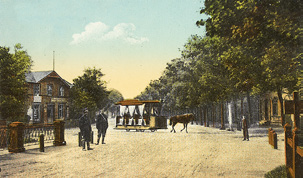 Horse-drawn tram from city centre to Kadriorg. Late 19th century. Postcard: Kadriorg Park.