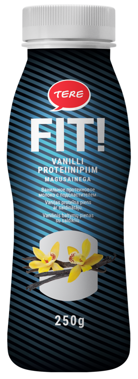 Vaniļas proteīna piens ar saldinātāju, apstrādāts ultraaugstā temperatūrā 