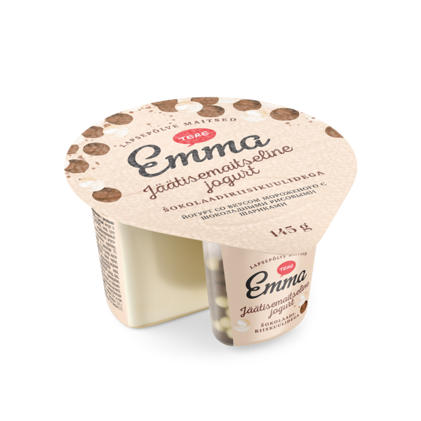Emma ice cream flavoured yogurt with chocolaterice balls 