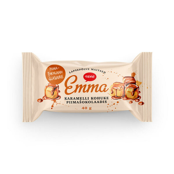 Emma curd snack with caramel filling in milk chocolate glaze