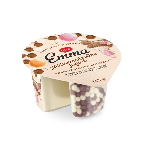 Emma ice cream flavoured yogurt with chocolaterice balls 