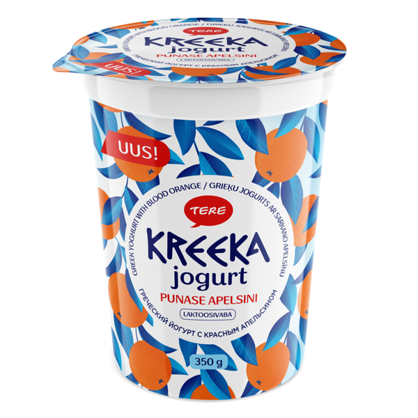 Grieķu jogurts ar sarkano apelsīnu 350 g. Bez laktozes.
