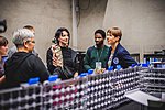 President Kersti Kaljulaid meeting team Dragon Skin at Garage48 hackathon Future of Wood