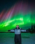 Vibrant Northern Lights display in Rovaniemi Lapland Finland