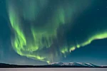 Northern Lights over the Pallas range in Levi Lapland Finland