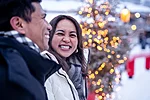 Happy people in Santa Claus Village Rovaniemi Lapland Finland