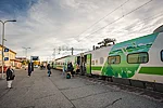 Passengers arriving to Rovaniemi, Lapland Finland by train