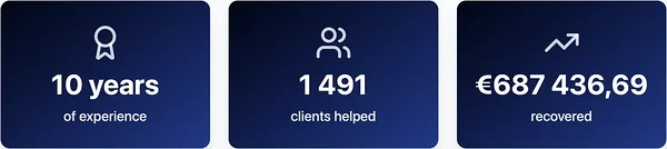 FlightClaims OÜ results – 10 years of experience, €687 436,69 recovered and 1 491 clients helped.