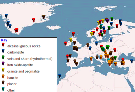 Joonis 2. HMM maardlad, leiukohad ja perspektiivalad Euroopas. Kliki kaardil, et näha interaktiivset rakendust!