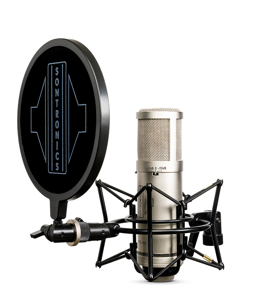 Sontronics STC-3X, suure kapsliga hõbedast värvi kondensaatormikrofon, stuudiomikrofon, vokaalimikrofon, studio microphone, condensator microphone, cardioid, figure of eight, omni