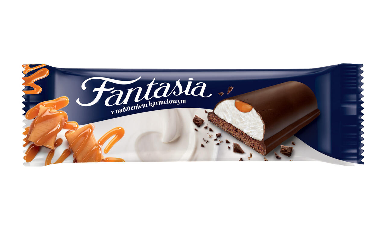 Fantasia kakao cepuma batoniņš ar piena un karameles pildījumu un kakao glazūru