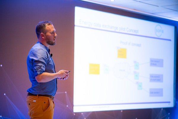 Margus Haavala presenting at SOFIE Workshop at Decentralized, Oct 2019 (Photo: decentralized.com)