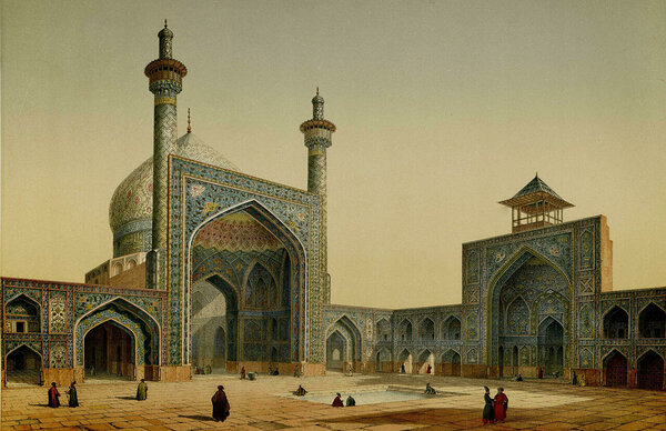 Fotol: Šahhi mošee Esfahanis. Prantsuse arhitekti Pascal Coste'i maal 19. sajandi keskpaigast. Allikas: Wikipedia